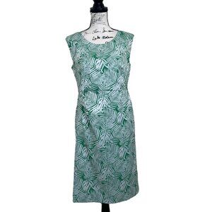 Charlollette Kellogg Green & White Tropical Print Sleeveless Dress Size 6